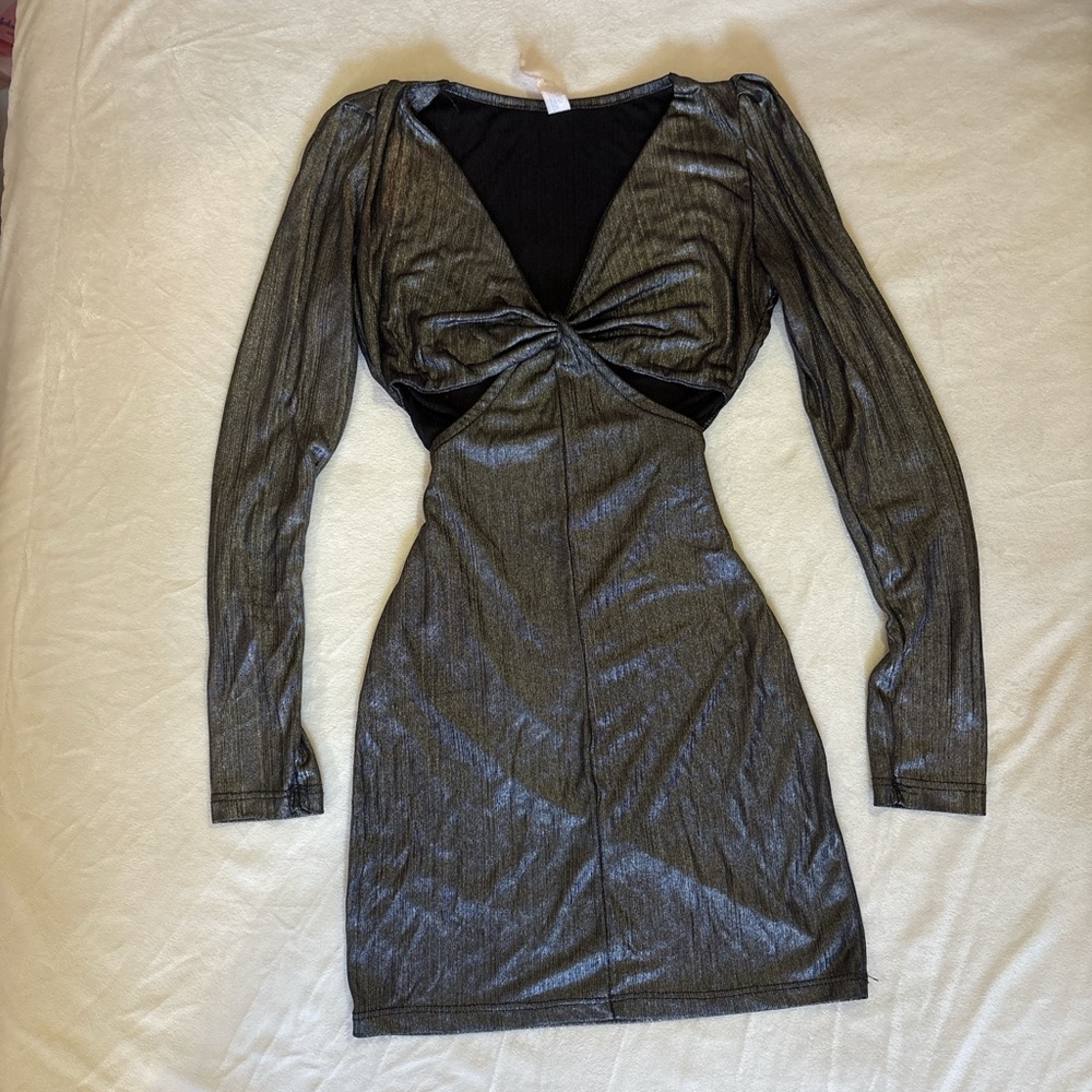 Glamorous Metallic Long Sleeve Dress